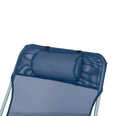 Portable Patio Chair - 6 Adjustable , Mesh Seat, , For Beach, Blue Outdoor Recliner 6, Pool, Yard, Patio,