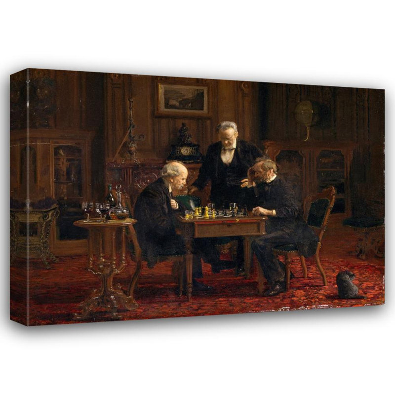 "Les joueurs d'échecs" par Thomas Eakins - Art mural sur toile tendue avec châssis, H 24 po x l 17 po