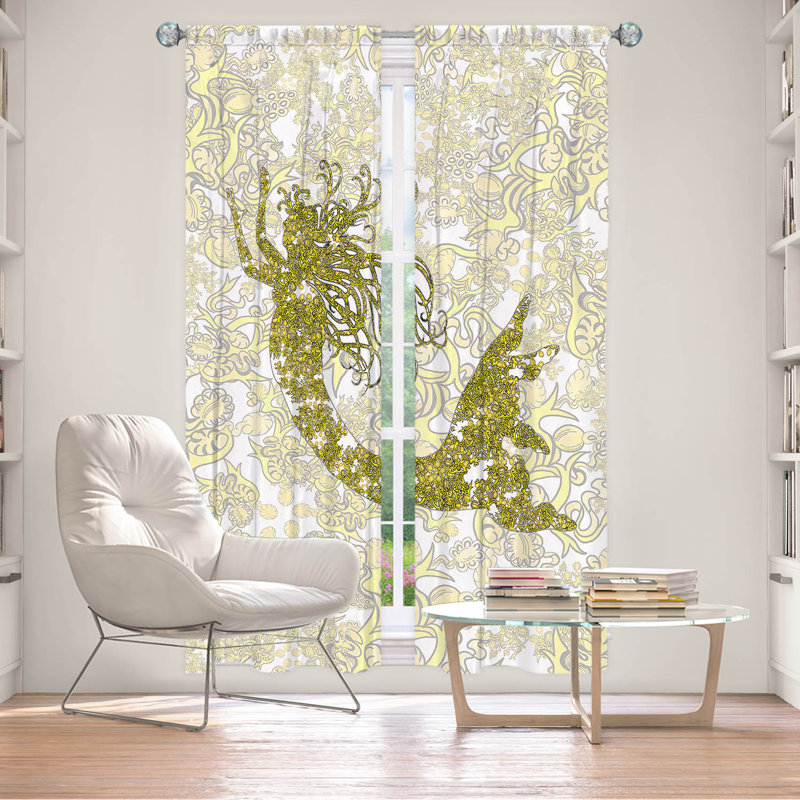 Paire de rideaux obscurcissant en polyester Rossy, L 20 po x L 61 po, Or/blanc