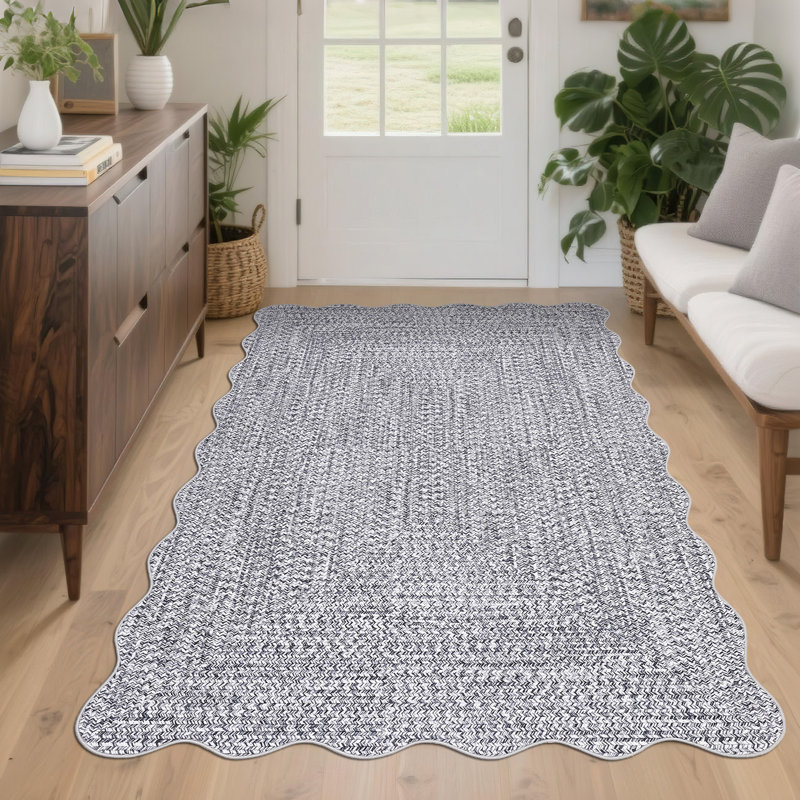 Tapis festonné Farmhouse, Gris, Rectangulaire 4 pi x 6 pi