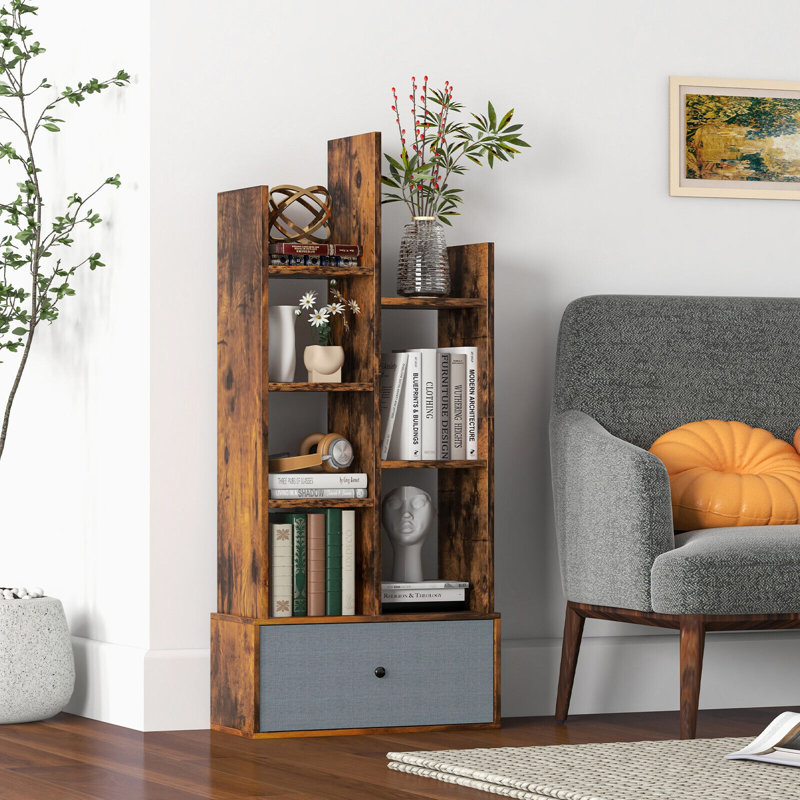 118 cm H x 53 cm W Particle Board Geometric Bookcase