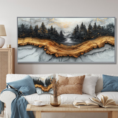 Winter Forest Landscape With Crystal River II - Forest Wall Art Decor