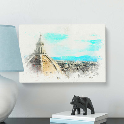 Florence Skyline with Cathedral in Abstract - Wrapped Canvas