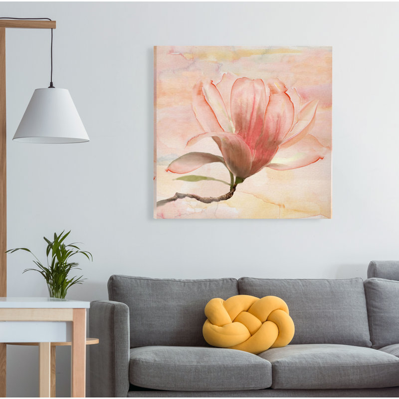 « rêvey magnolia i », peinture, H 24 po x l 24 po x P 1,5 po, Toile tendue
