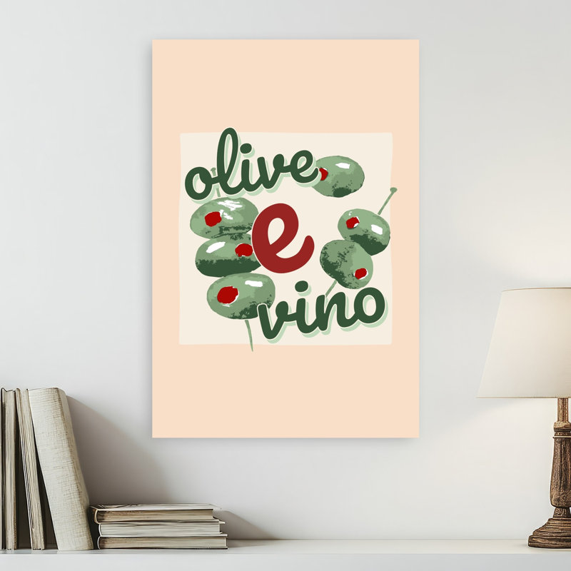 Olive E Vino, impression d'art rétro rétro, 24" H x 16" W