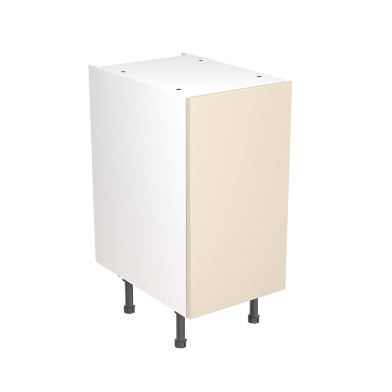Kitchen Kit Flatpack Slab Gloss Base Unit, 87cm H x 40cm W x 57cm D, Cashmere
