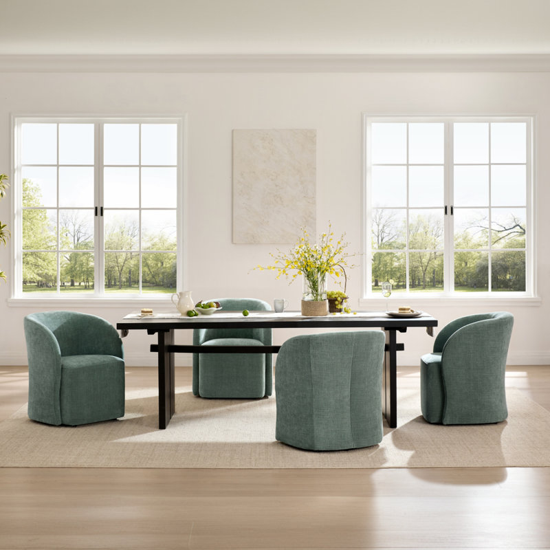 Frankie Caster Dining Chair Set of 2, Tweed Selene Seafoam 