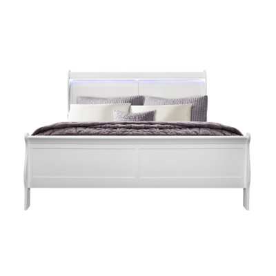 CHARLSTON WHITE KING BED WITH LED