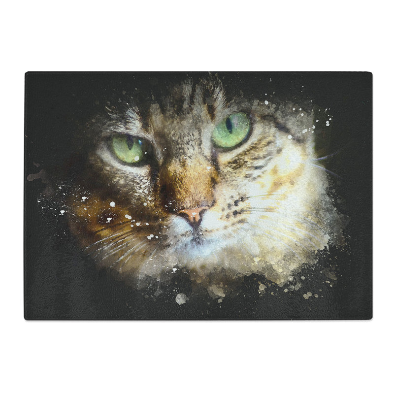 Portrait of a Cat Vol.6 Paint Splash Chopping Board, 0.4cm H x 20cm W x 28.5cm L