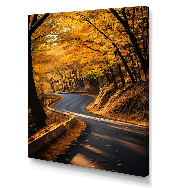 «Autumn Yellow Road Into The Forest II», Toile tendue, H 40 po x l 30 po x P 1,5 po
