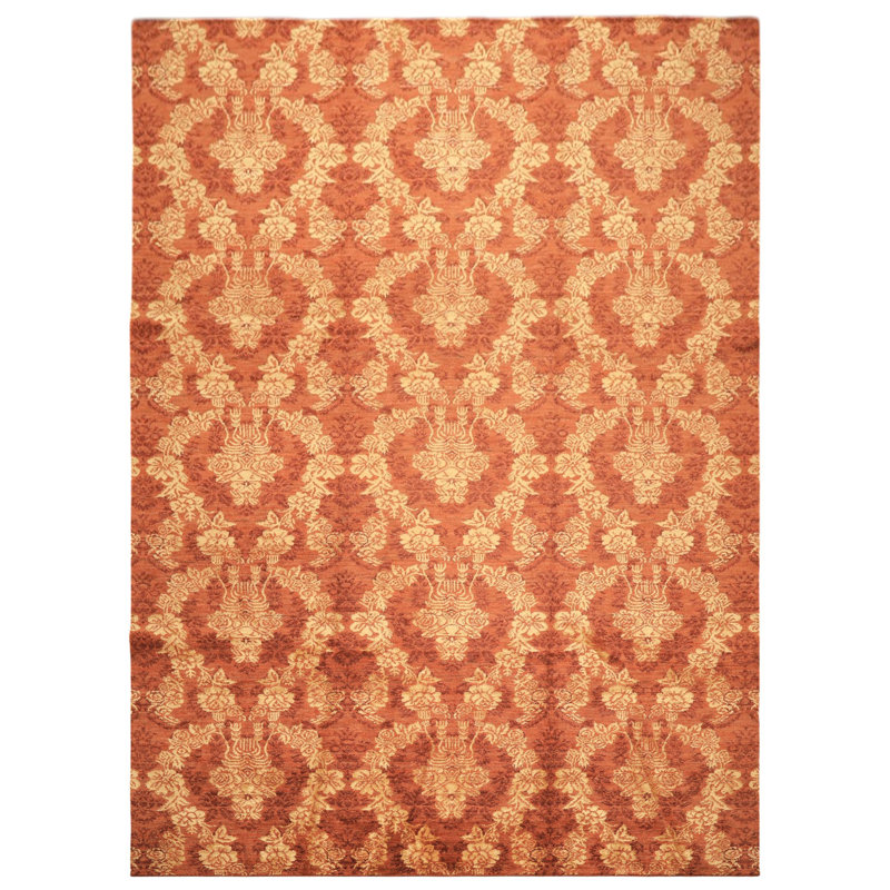 Tapis tibétain en laine, bambou et soie, couleur or rouille, tissé à la main, 2,74 m x 3,63 m