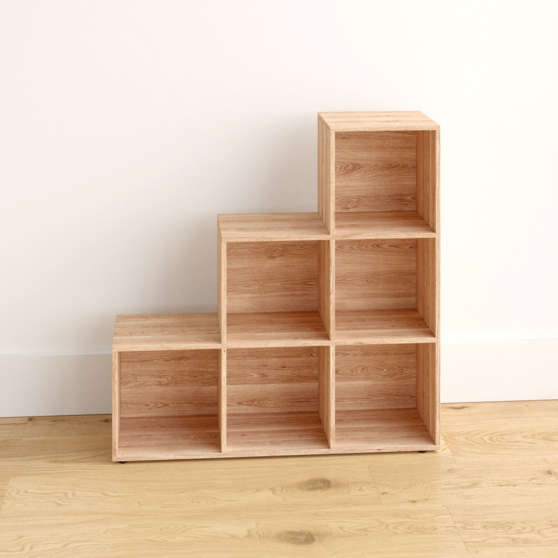 Selina 90.5cm H x 89cm W Wood Cube Bookcase, Oak