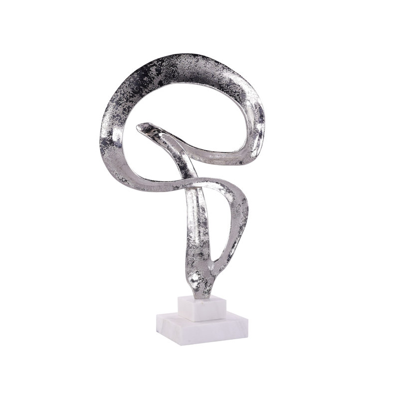 Winding Flourish Sculpture On Marble Base, Nickel
