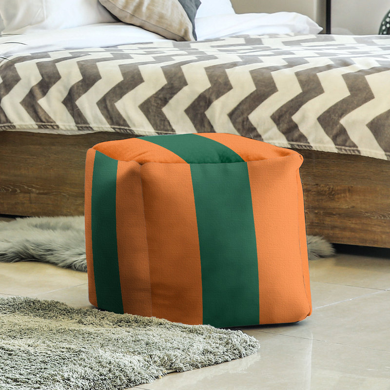 Miami Upholstered Ottoman, Orange/Green/Orange