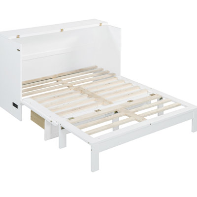 Full Size White Bed With Extensive Storage Facilities - Save Space In Small Apartments. Functional And Stylish. Store Pillows, Clothes, . Look. Charging Included. Simple Assembly. 75.1"L X 56.7"W