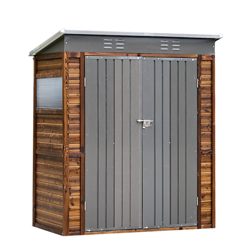 Remise d'atelier en fer forgé 3 * 5 pi - pour les ateliers. Bois de cèdre et revêtement imperméable. Portes de toit modernes en fer. Éclairage de ventilation adéquat. Robuste temps - travaux de construction. Facile à assembler. 59,74 po de profondeur X