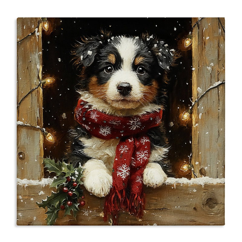 «Snowy Christmas Lights», toile par Riley B, H 17 po x l 17 po
