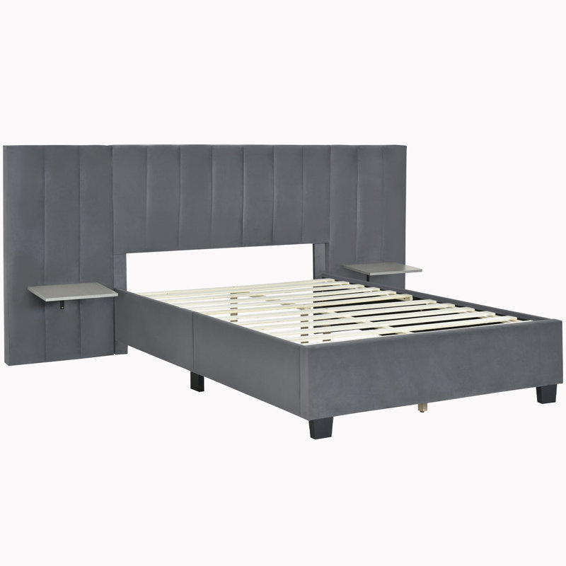 Anyston Upholstered Platform Bed, Full, Gray
