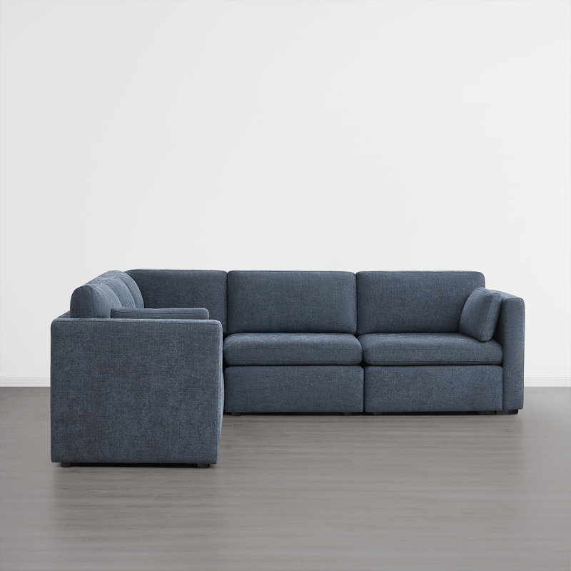 Canapé modulaire rembourré 5 pièces Winfree, Bleu