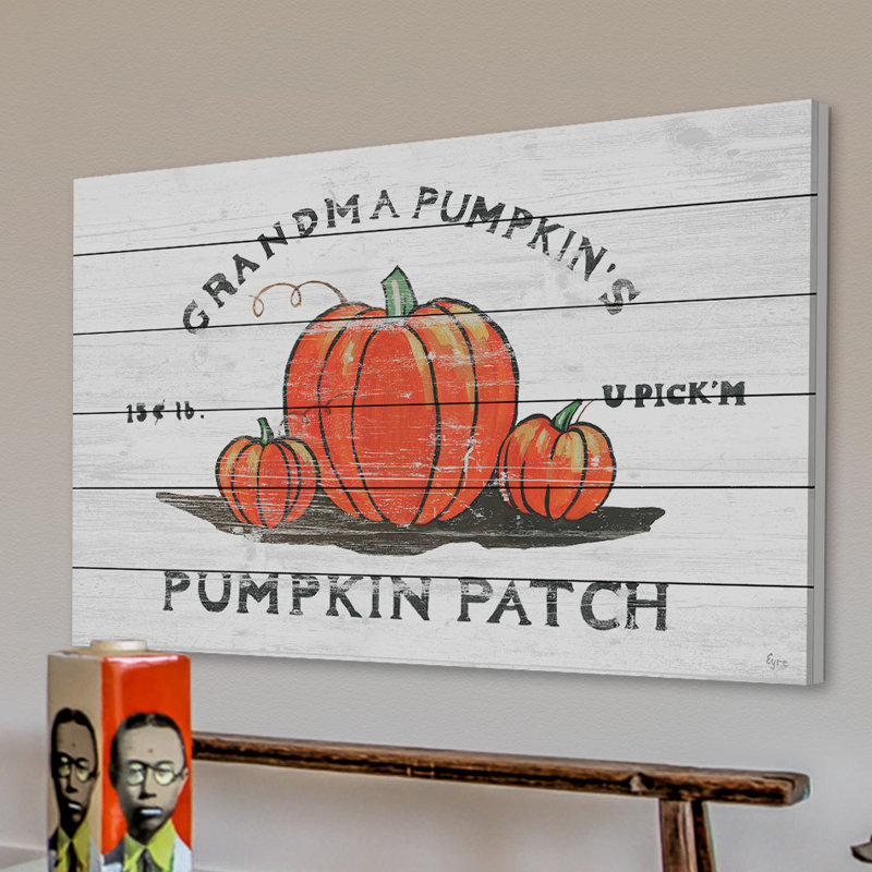 « Grandma Pumpkin », art textuel sur bois sans cadre, H 12 po x l 18 po x P 1,5 po