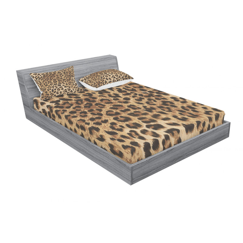 Microfiber Animal Print Sheet Set, Queen Sheet Set with Fitted Sheet
