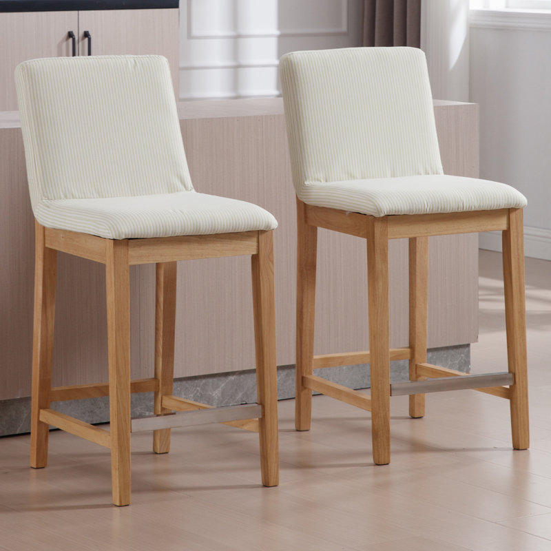 Tabouret de comptoir rembourré Alayha, Vert rayé