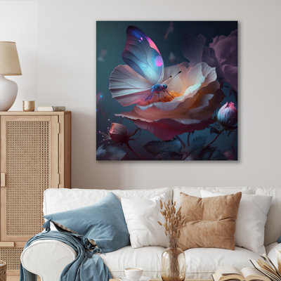 " Cream Flower Blooming Butterflies I "