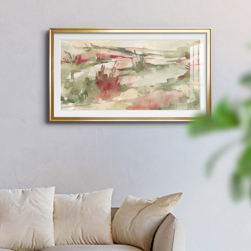 Rust Grasslands II - reproduction encadrée de qualité supérieure - prête à être accrochée, Or, H 22,5 po x l 42,5 po x P 1 po