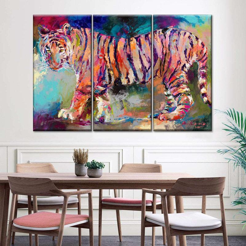 Tigre royal du Bengale sur toile, ensemble de 3 pièces, H 24 po x l 38 po x P 1,25 po