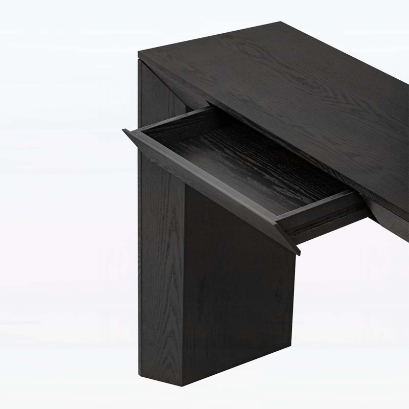 Console Table with Concealed Drawers,Waterfall Design,and Thickened Legs for Enhanced Stability, Black
