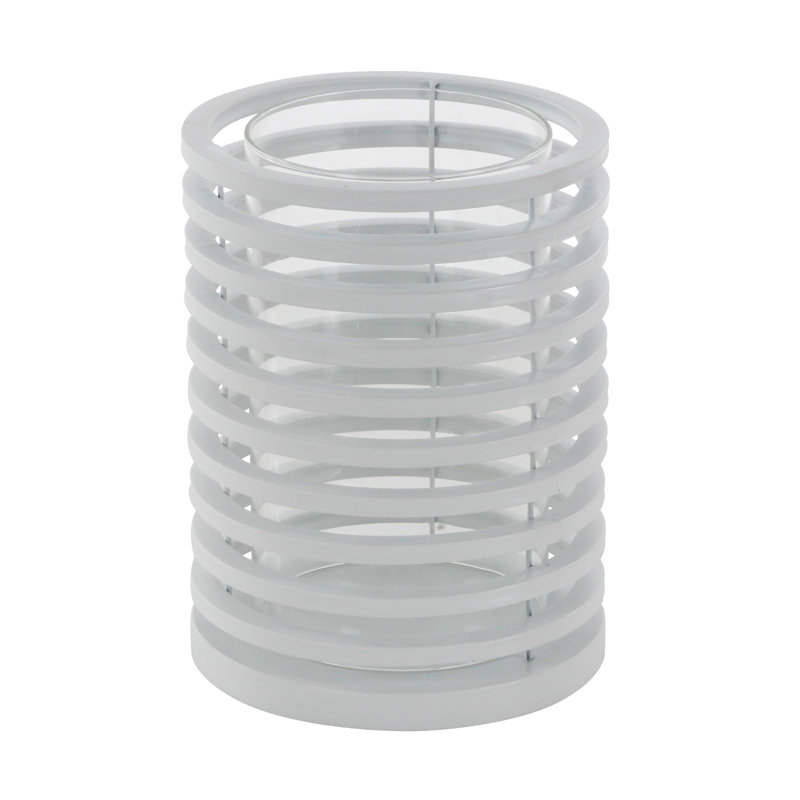 Métal/verre ouragan, Blanc, H 8 po x l 6 po x P 6 po