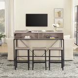 Versatile Bar Table Set with Power Socket and LED Light for Multiple Rooms