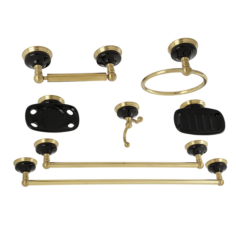 Ensemble de quincaillerie de salle de bain 7 pièces water onyx, Laiton brossé