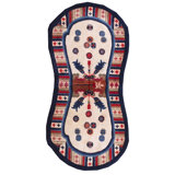 Antique Chinese Geometric Medallion Wool Hand Knotted Pile Ivory Beige Cream White 1930s Rug