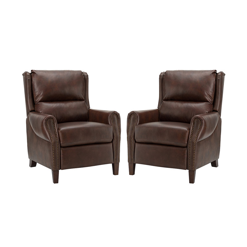 Polestra 32.68'' W Genuine Leather Manual Recliner, Chocolate