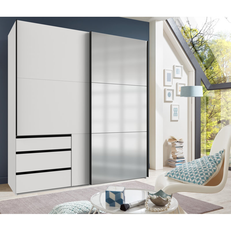 Guardino 2 Door Wardrobe, White, 216cm H x 200cm W x 65cm D