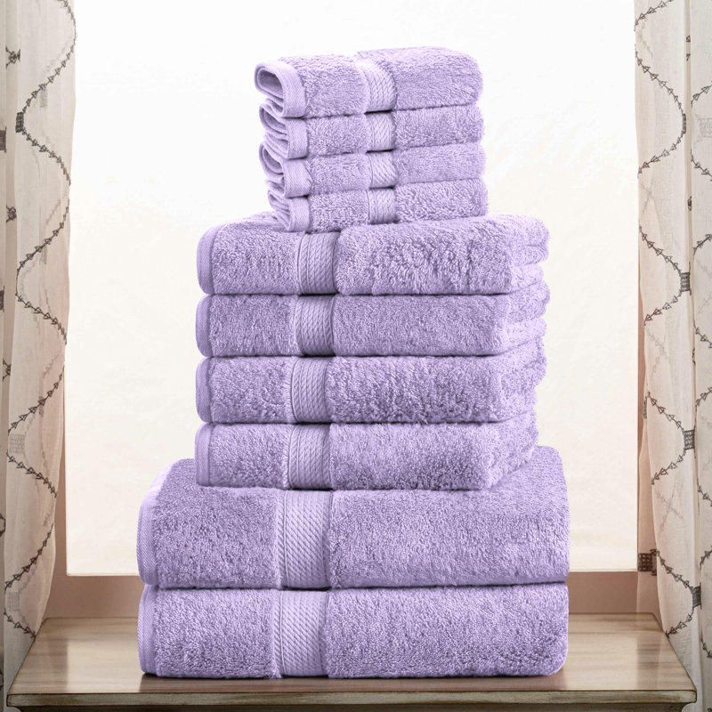 Scotia Egyptian Cotton Bath Towel Set, Purple, 10Pc Towel Set (2Bath, 4Hand, 4Face)