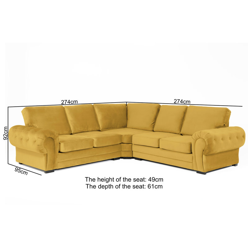 Verona Corner Velvet Sofa, Mustard