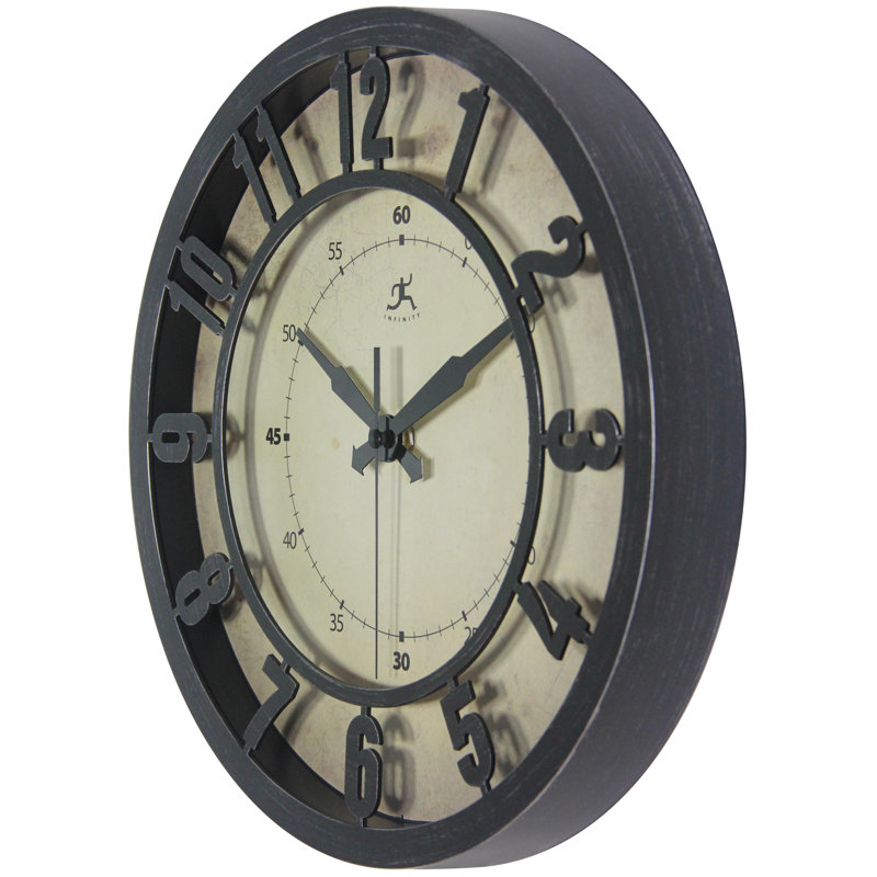 Round Plastic Wall Clock 12 Inches - Black