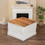 Table basse carrée en MDF blanc pur avec espace de rangement dissimulé pour le salon