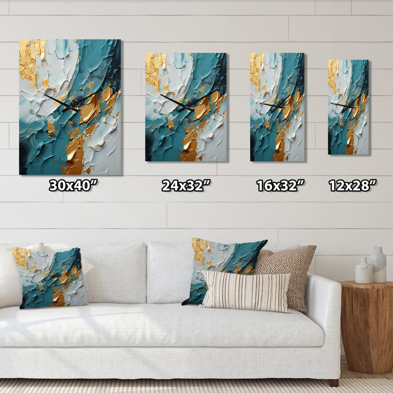 «Morning Glory Sunlight Breaking Waves Abstract» - Peinture abstraite horloges murales, Petit