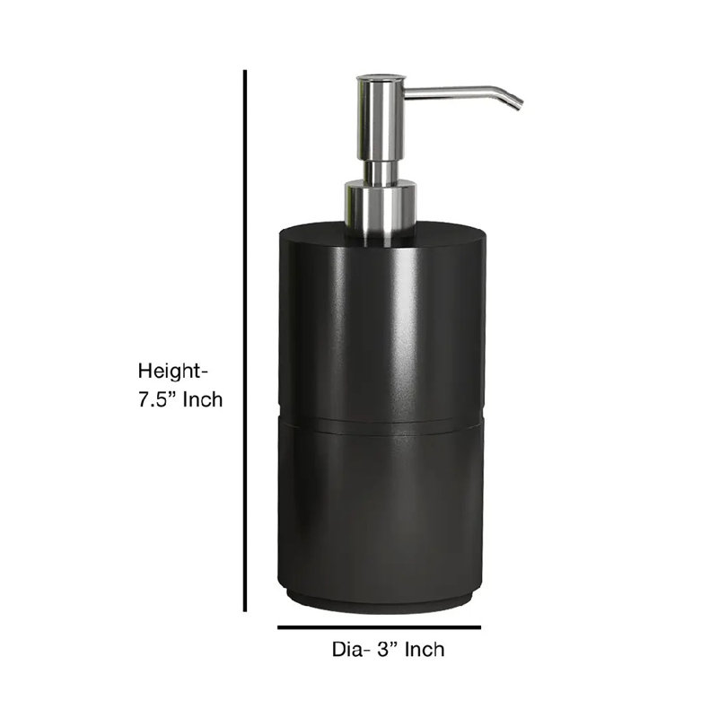 Distributeur de savon compact compact à pompe, accessoire de comptoir décoratif pour lavabo et comptoir de cuisine noir