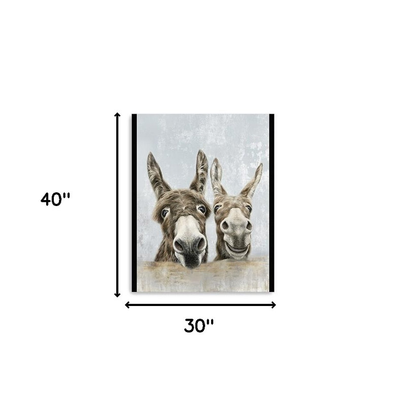 «Cute Donkeys», impression sur toile sans cadre