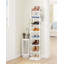 Vertical Shoe Rack, Shoe Shelves, Wood Shoe Organizer for Closet, Entryway, Shoe Tower for Small Spaces, Free Standing, Adjustable, with 2 Hooks-1987207115-1994503925