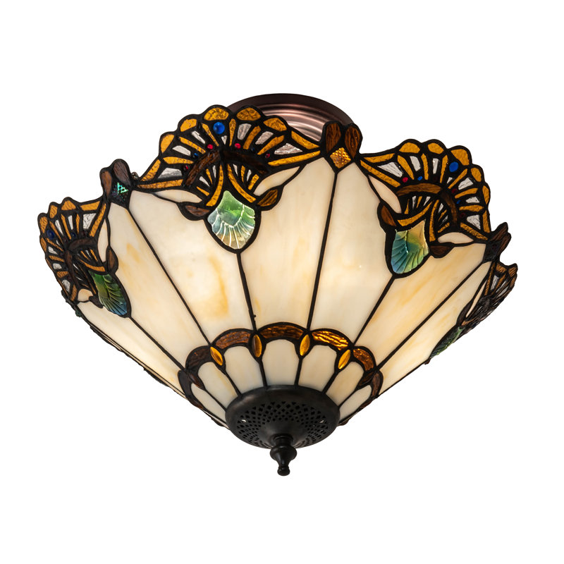 Shell With Jewels 3 - Light Semi Flush Mount
