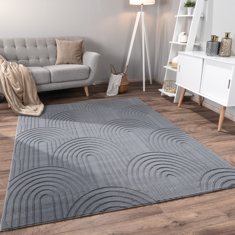Lynell Rectangle Geometric Dhurrie, Grey, Rectangular 80cm x 150cm