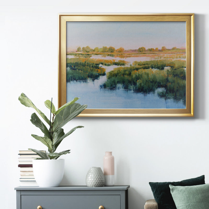 Marshland View II, toile encadrée de qualité supérieure - prête à être accrochée, H 30,5 po x l 42,5 po x P 1 po, Or