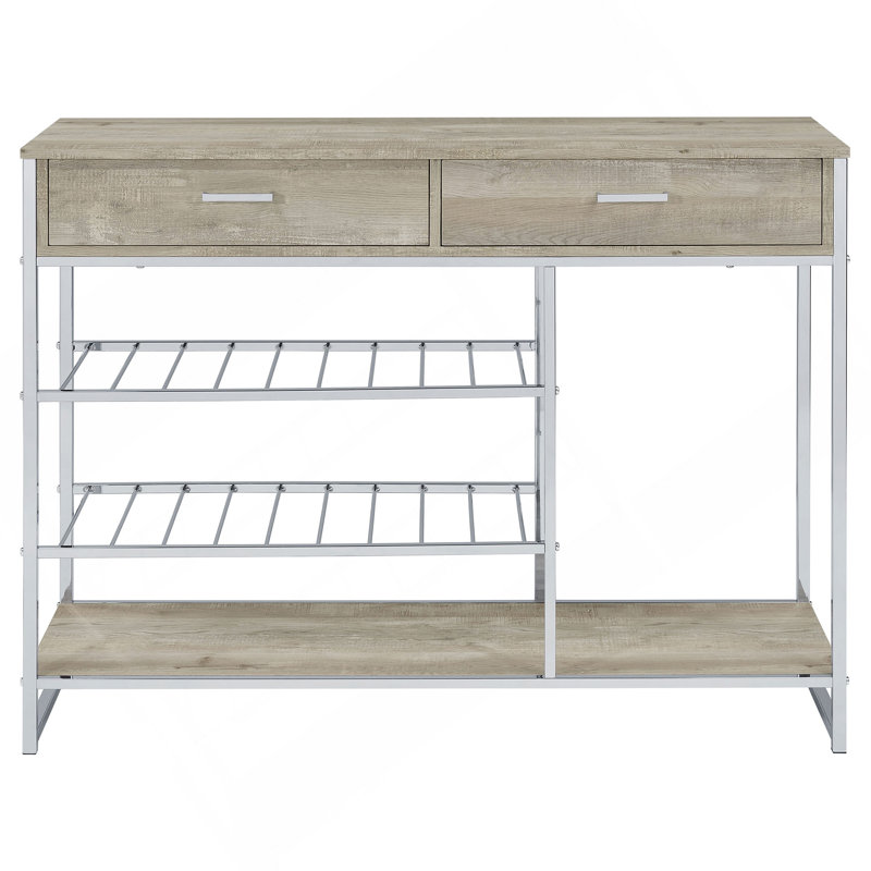 Ethel Grey 2-Drawer Home Bar Storage With Wine Rack