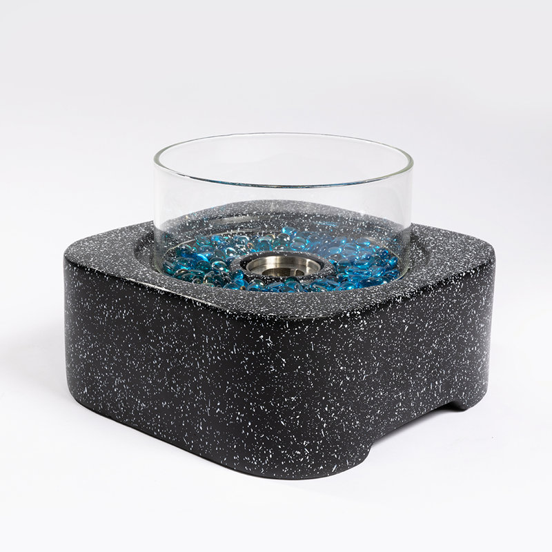 Tabletop Fire Pit with Glass Wind Guard