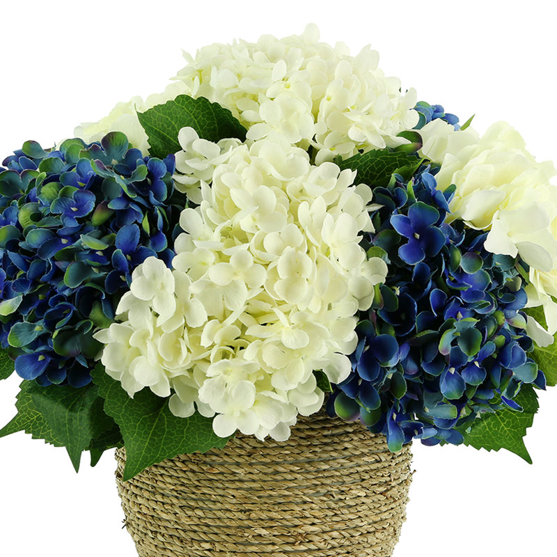 Hydrangeas Arranged in Straw Grass Pot